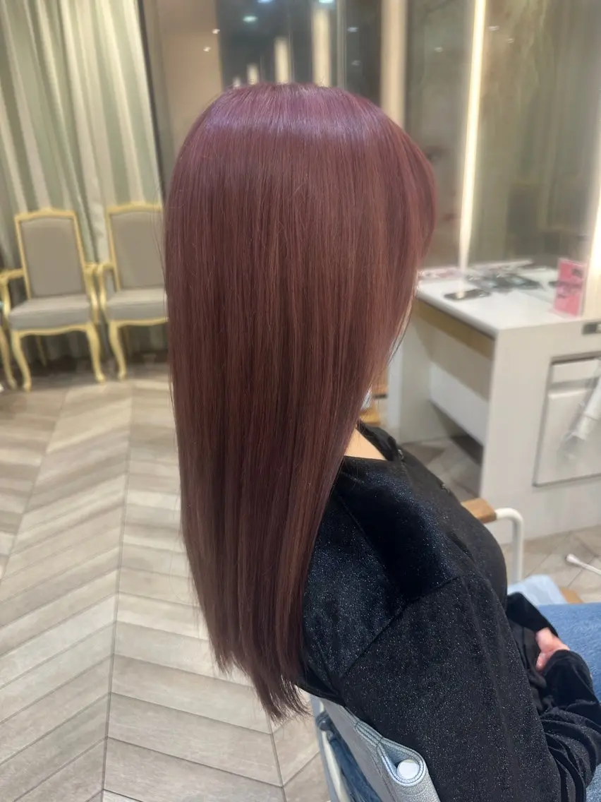 カラー ブリーチ ラベンダーカラー ピンクカラー ピンクラベンダー ヘアカラー トリートメント 小顔レイヤー/ ベージュ🤍Rieのヘアスタイル
