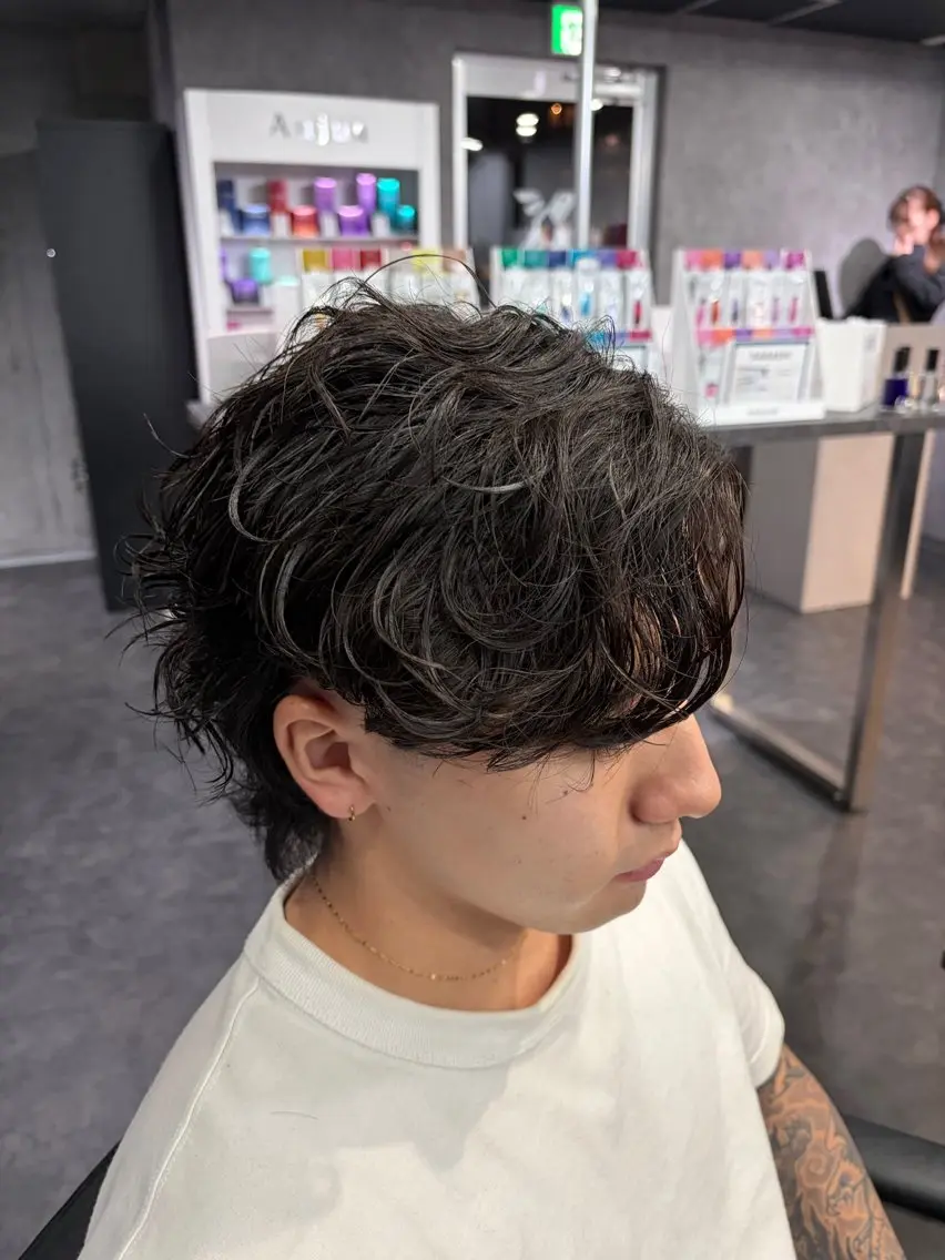 パーマ メンズ カット パーマ 深野 ちさとのヘアスタイル
