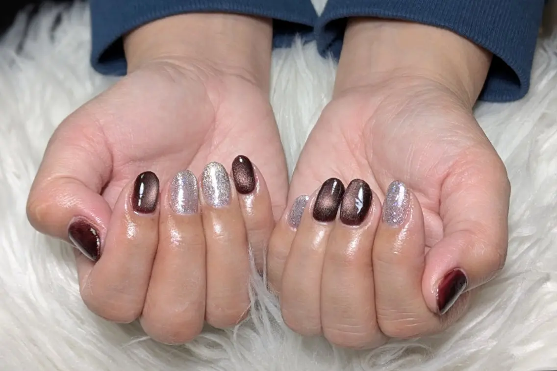 ネイル ジェルネイル マグネットネイル 持ち込み パラジェル シンプルネイル ハンドネイル m&pPrivate nailsalonのネイルデザイン