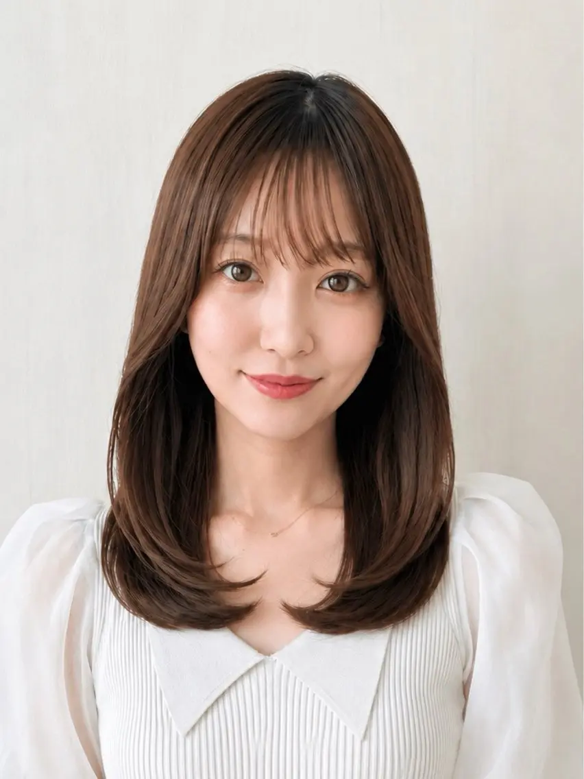 セミロング 顔周りカット レイヤーカット カット ヘアカラー トリートメント 🧡くびれヘア/前髪 顔周り🧡久原結衣のヘアスタイル