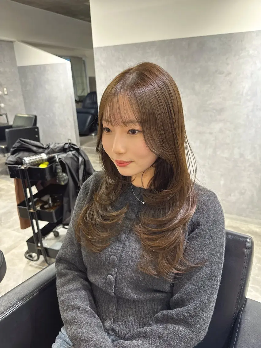 ロング カット ヘアカラー トリートメント 透明感カラー🇰🇷 レイヤー✨桑原　研太のヘアスタイル