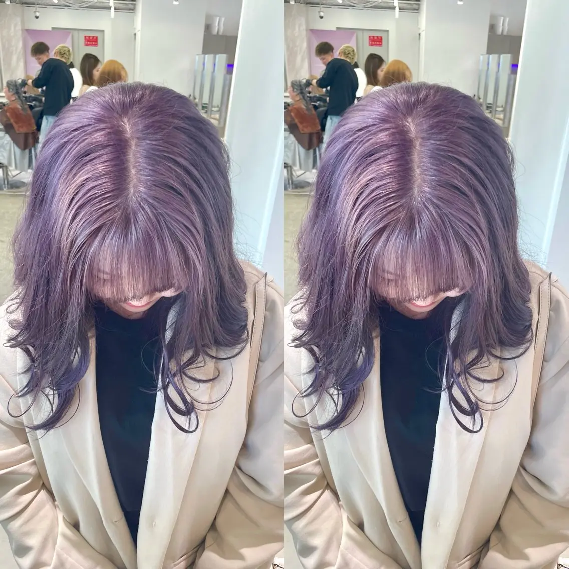 ミディアム カラー ヘアアレンジ ラベンダーカラー ヘアカラー トリートメント 🎗秋山勇/ GEAR.代表のヘアスタイル