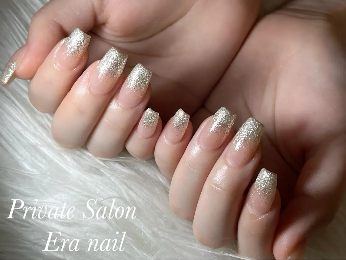 ネイル グラデーション ラメ(グリッター) ラメグラデーション スカルプネイル Era nailのネイルデザイン
