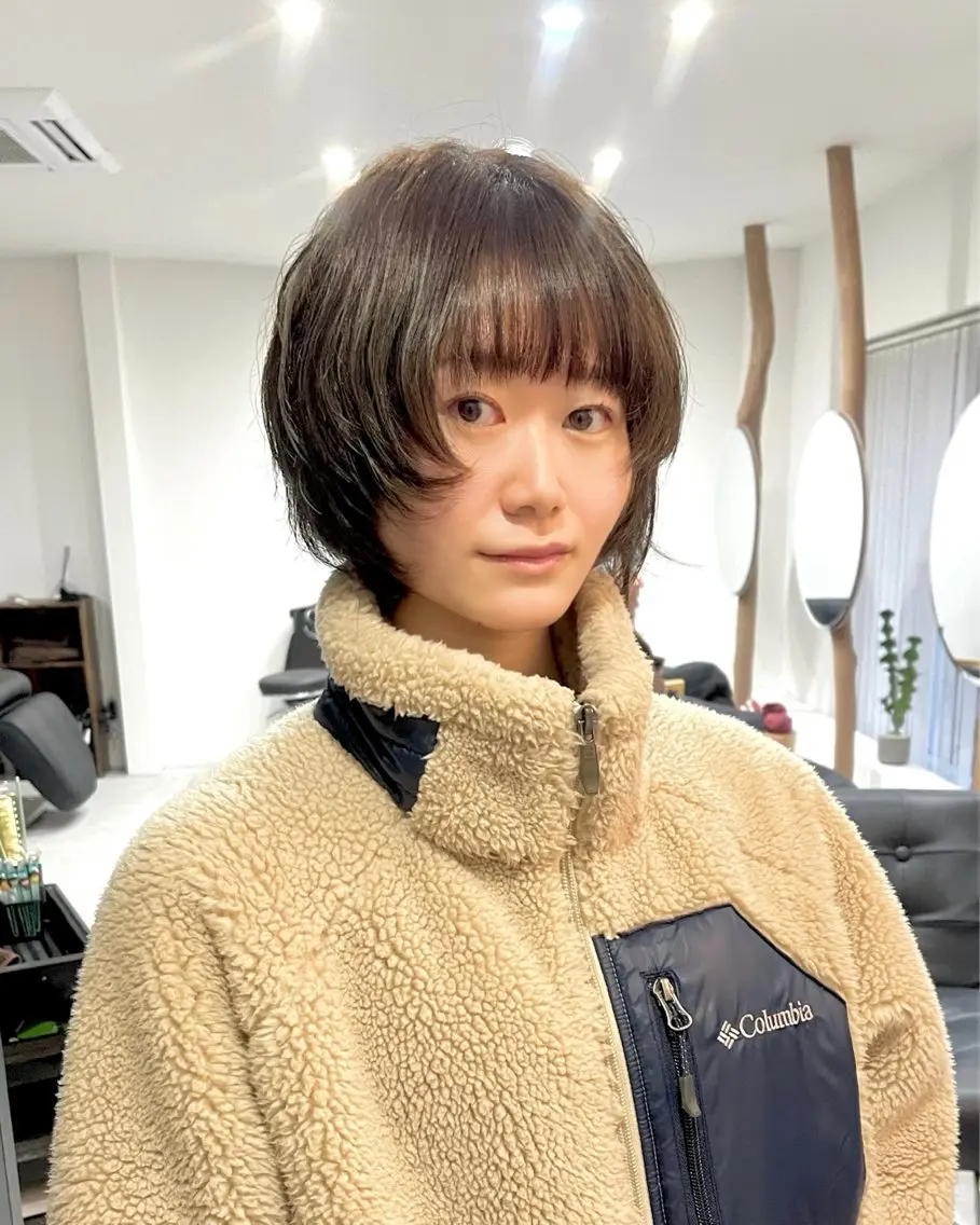 ショート カラー 丸みショート ブラウンカラー 透明感カラー ナチュラルブラウン レイヤーカット 6/19当日予約可 似合わせレイヤー矢作のヘアスタイル