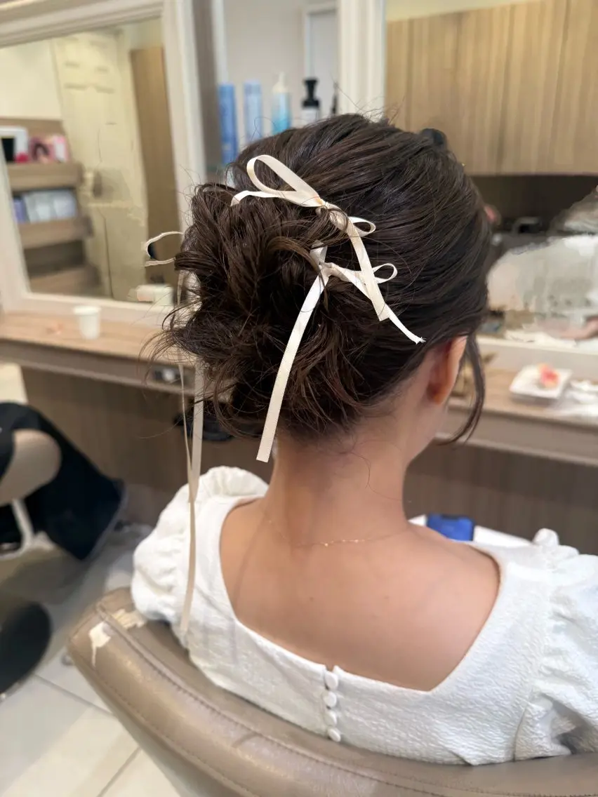 セミロング ヘアアレンジ ヘアセット 韓国ヘアメイク🎀/ 縮毛矯正✨山本媛香のヘアスタイル