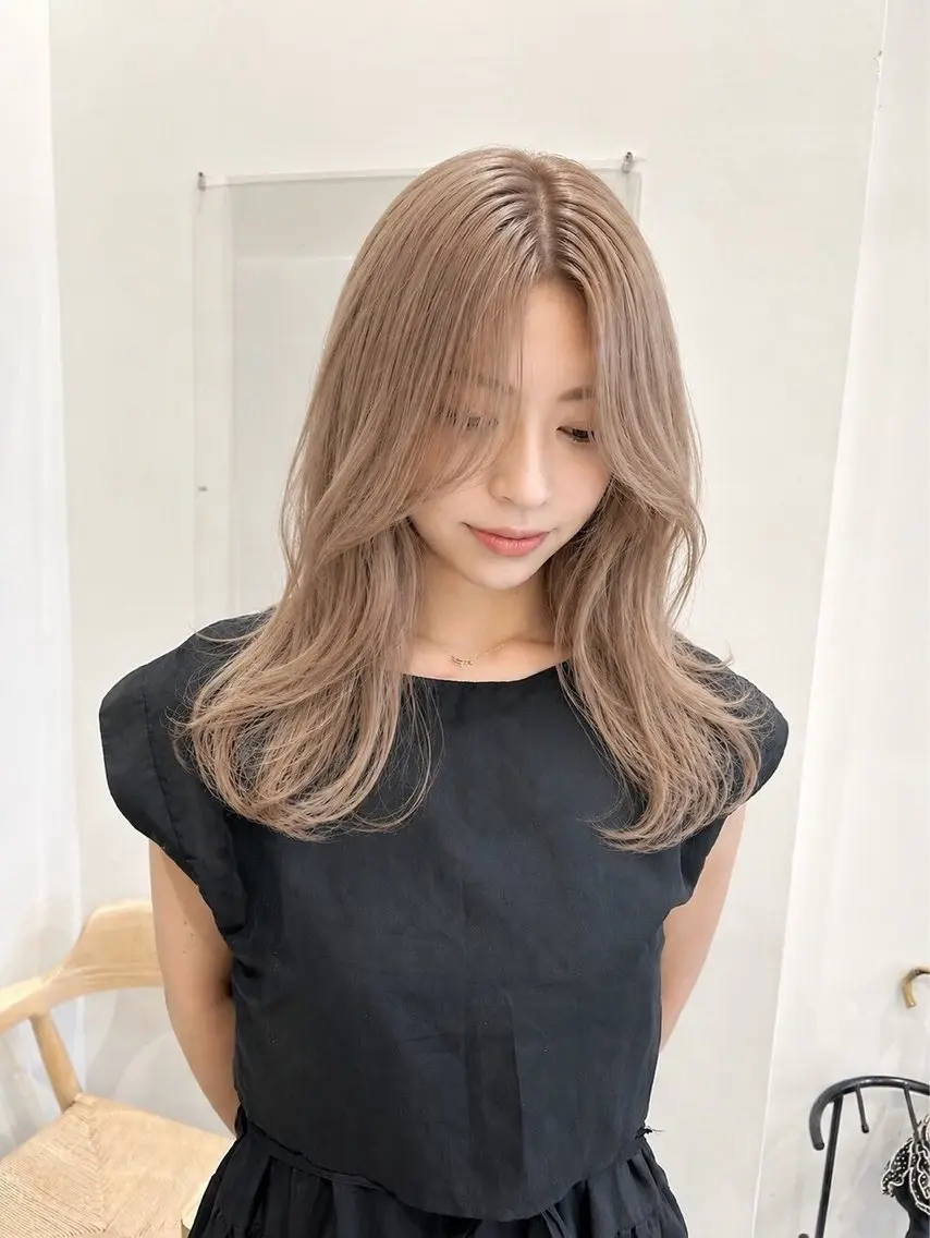 セミロング カラー ヘアカラー keshiki 大名のヘアスタイル