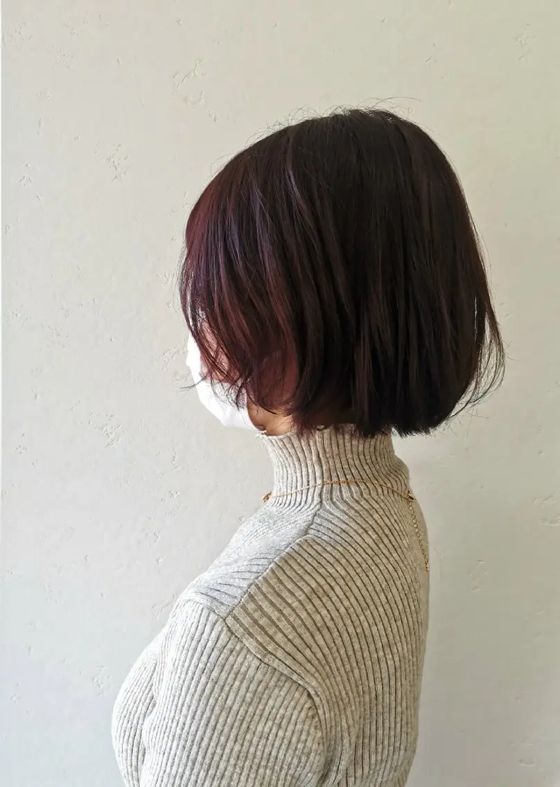 ミディアム カラー パーマ ボブ sameya maiのヘアスタイル