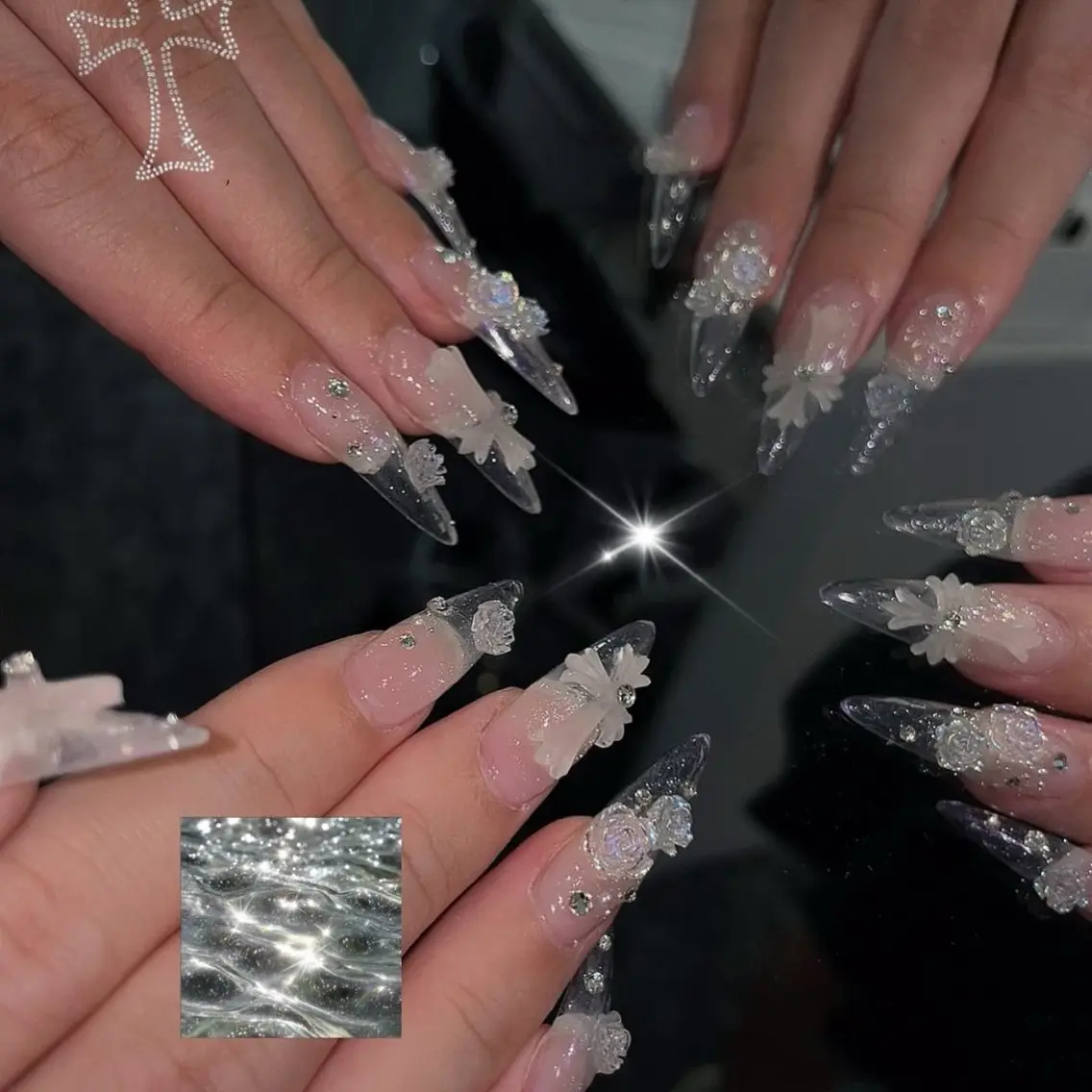 ネイル ガーリー ハート 韓国ネイル ニュアンスネイル リボン ハンドネイル Sora nail 長さ出し専門店のネイルデザイン