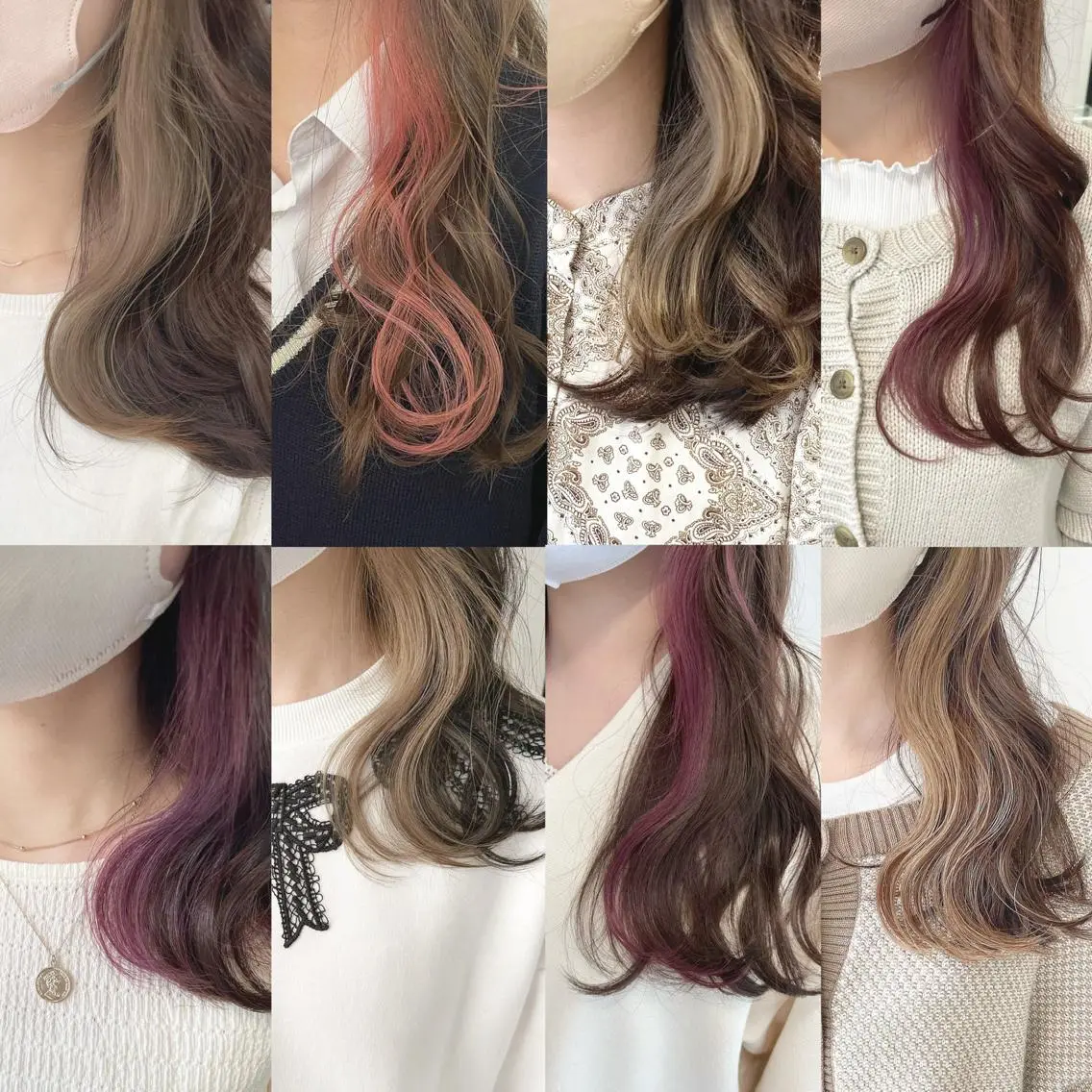 セミロング カラー ベージュカラー イヤリングカラー インナーカラー ピンクカラー カット ヘアカラー 透明感カラー/ レイヤー　YUKAのヘアスタイル