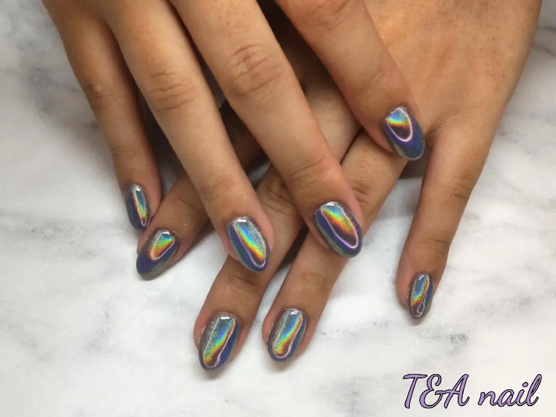 ミディアム ネイル 長さ出し ジェルネイル キラキラネイル ニュアンスネイル スカルプネイル T&A nailのネイルデザイン