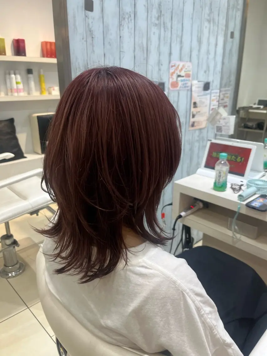 ミディアム カラー ピンクカラー ヘアカラー 🤎ベージュカラー/ 髪質改善/山岸🤎のヘアスタイル