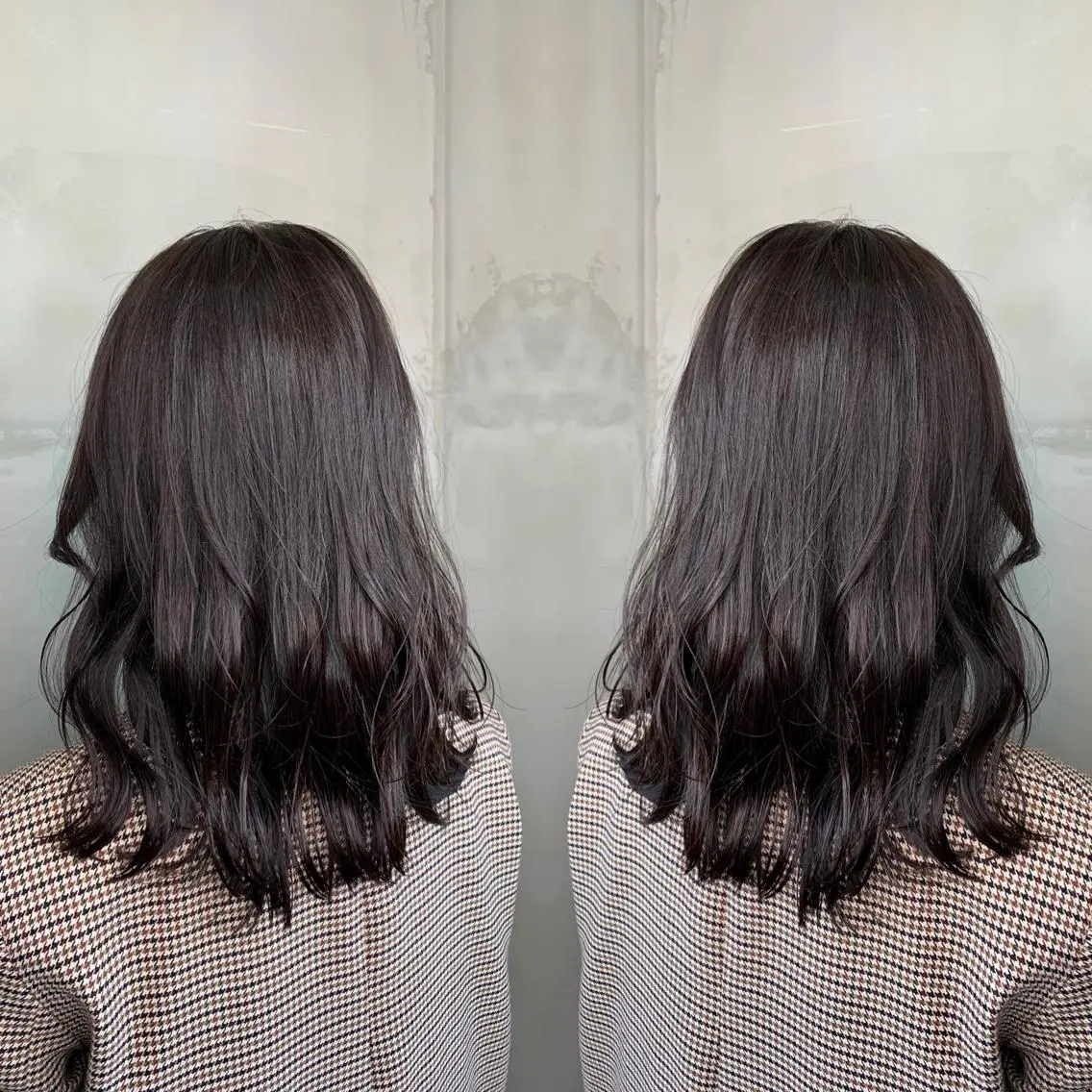 セミロング カラー アッシュ バレイヤージュ ベージュカラー ブロンド ブルーカラー カット ヘアカラー トリートメント レイヤーカット/ 艶カラー/RYOMAのヘアスタイル