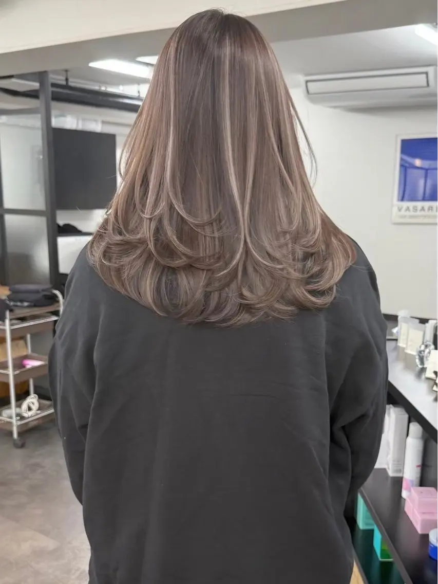 ロング カラー ヘアカラー ハイライト/レイヤー 河原町/Manatoのヘアスタイル