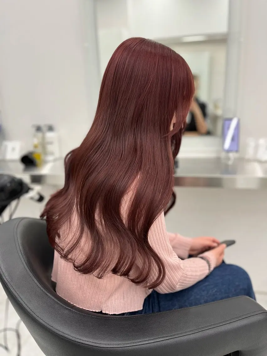 ロング カット ヘアカラー トリートメント ヘアセット 🍒韓国暖色ヘア NO.1🍒🪽のヘアスタイル