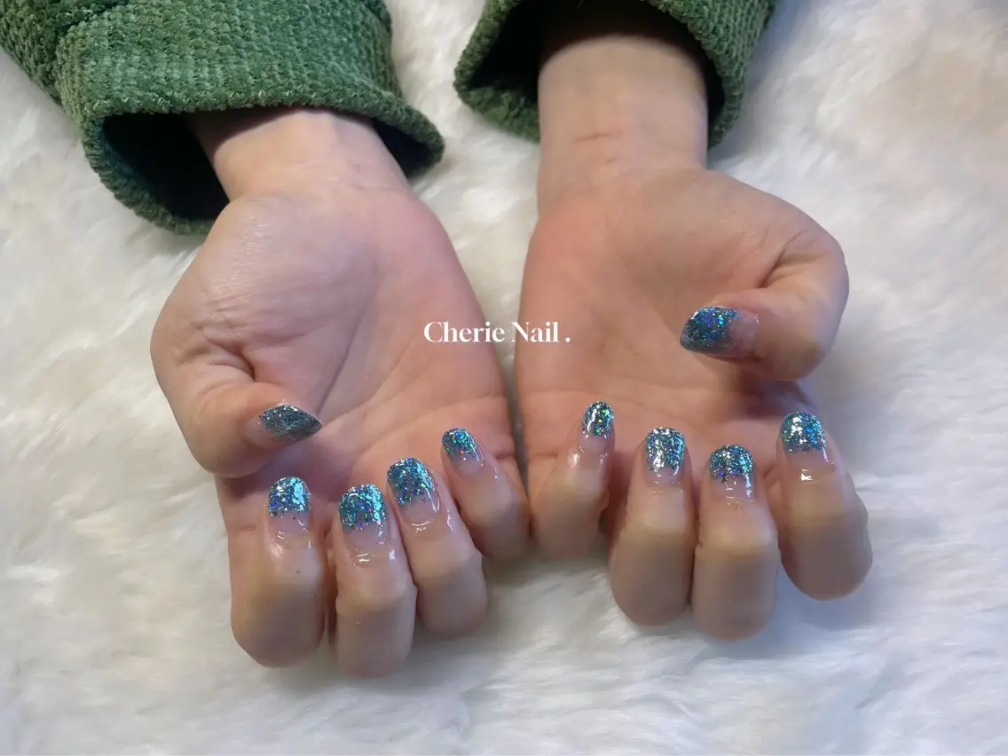 ネイル 韓国ネイル ラメ(グリッター) ハンドネイル Cherie Nailのネイルデザイン