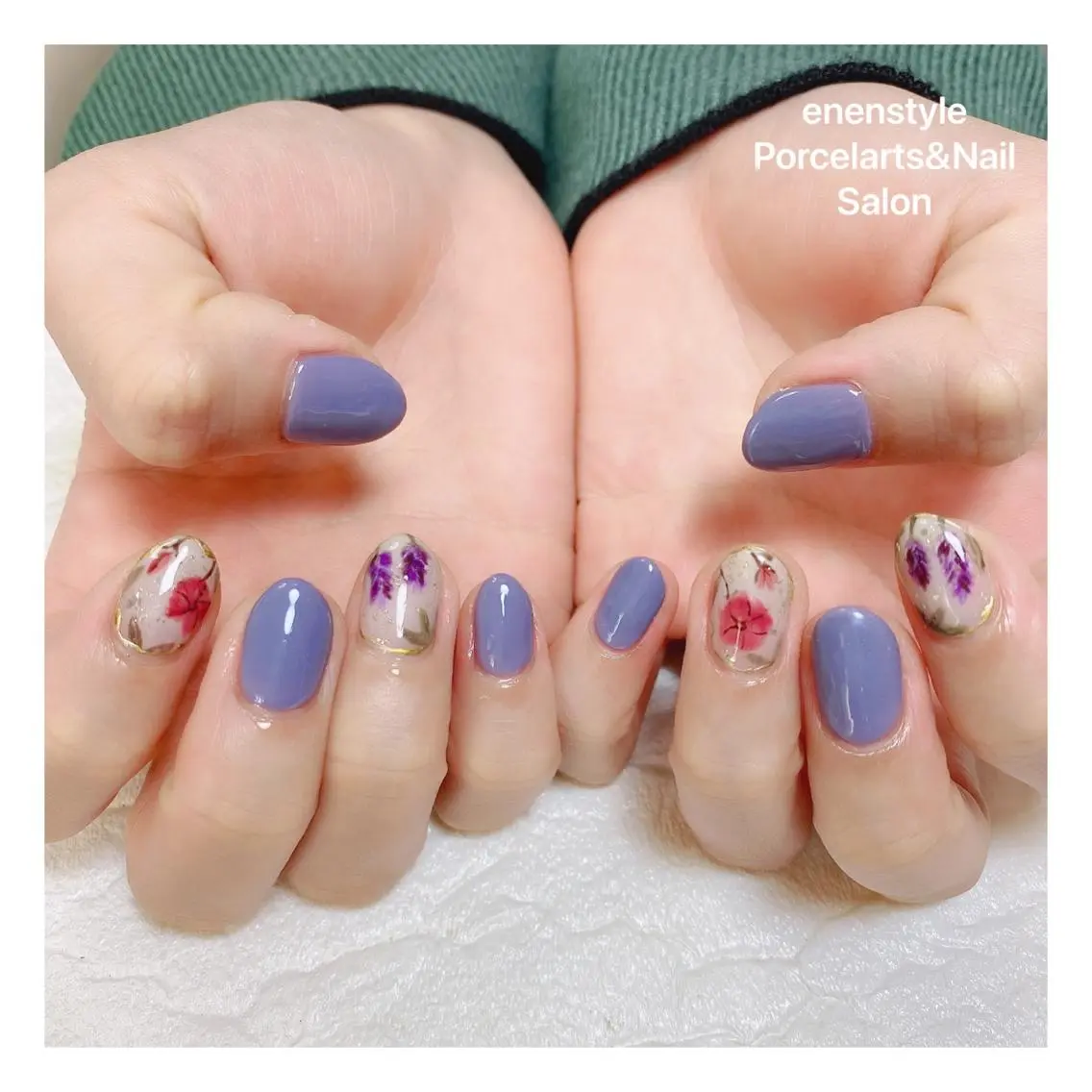 ミディアム ネイル ハンドネイル 🐾enen style 🐾のネイルデザイン