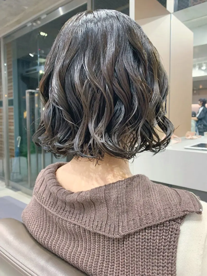ショート パーマ カット パーマ トリートメント ボブパーマコテ巻き風 パーマNo1深江秀平のヘアスタイル