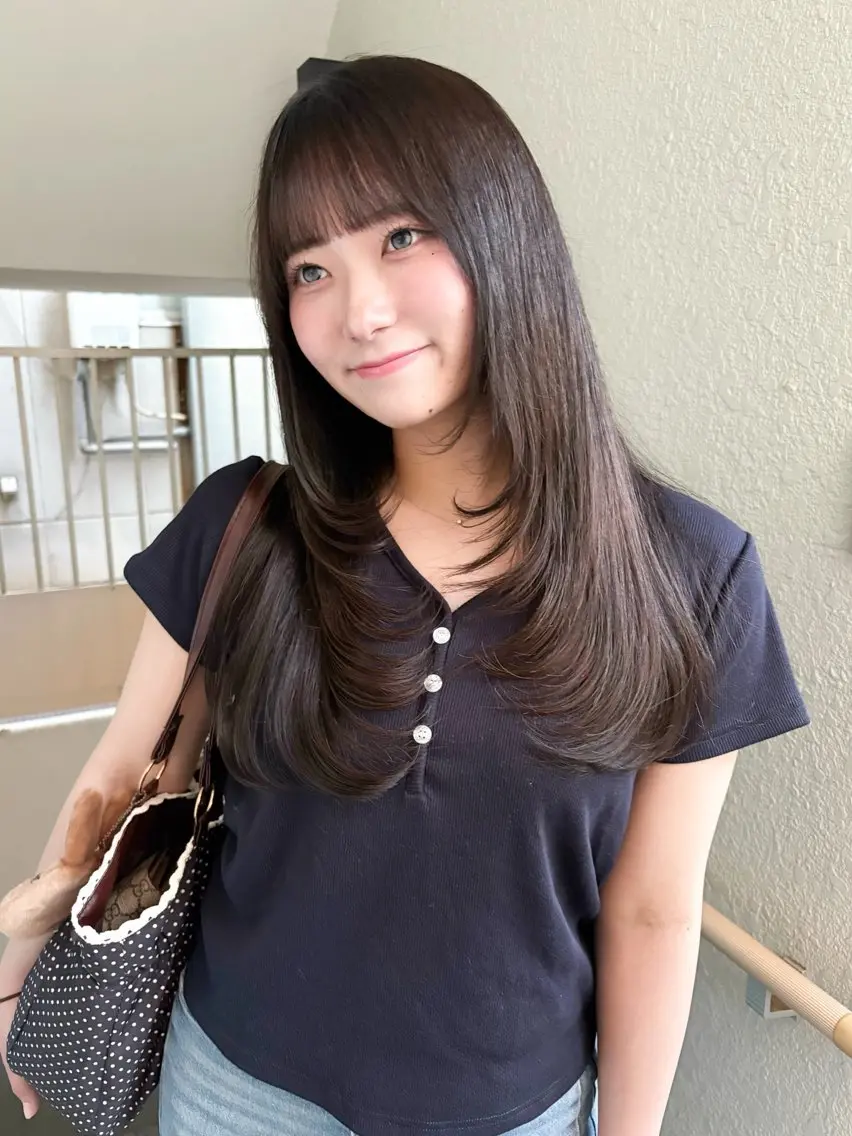 ロング カラー カット ヘアカラー レイヤーカット🍏 オリーブ/ののかのヘアスタイル
