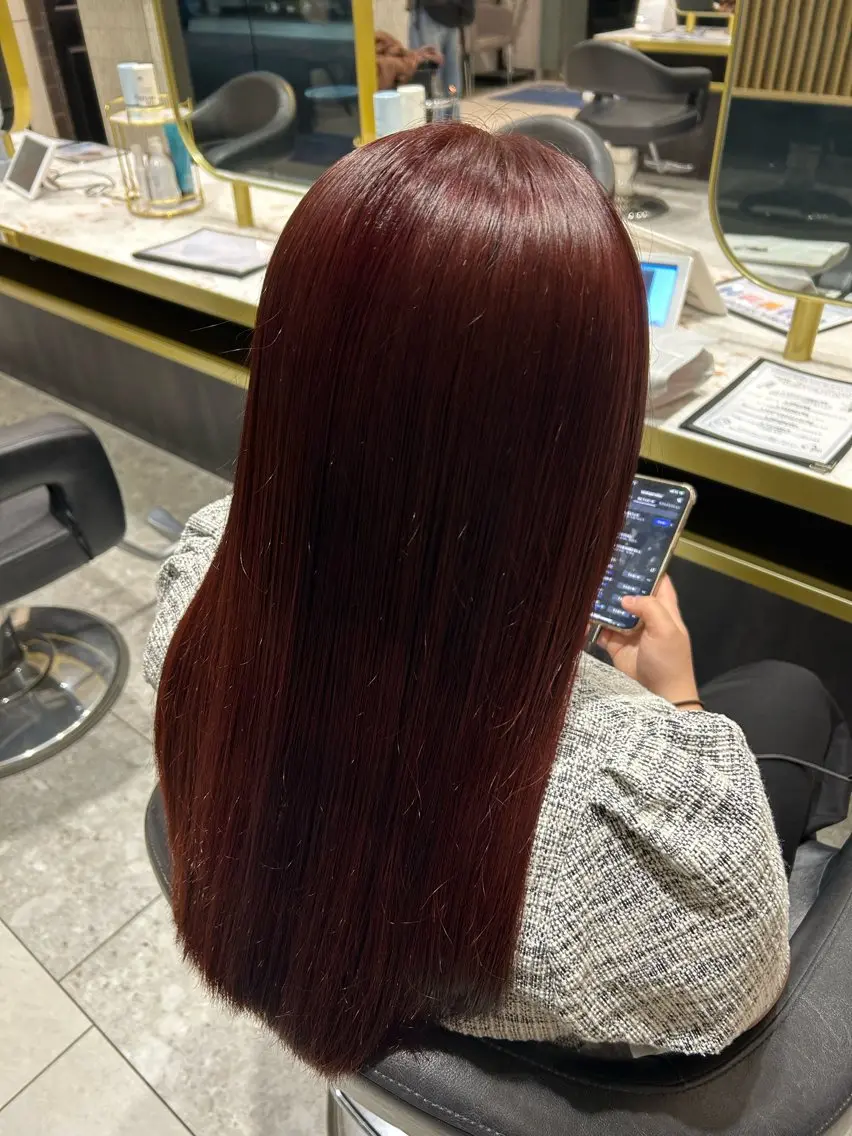 カラー ブリーチ 透明感カラー ブリーチなしカラー レッドカラー ヘアカラー トリートメント 🎀透明感カラー ｜ ゆりあ🎀のヘアスタイル