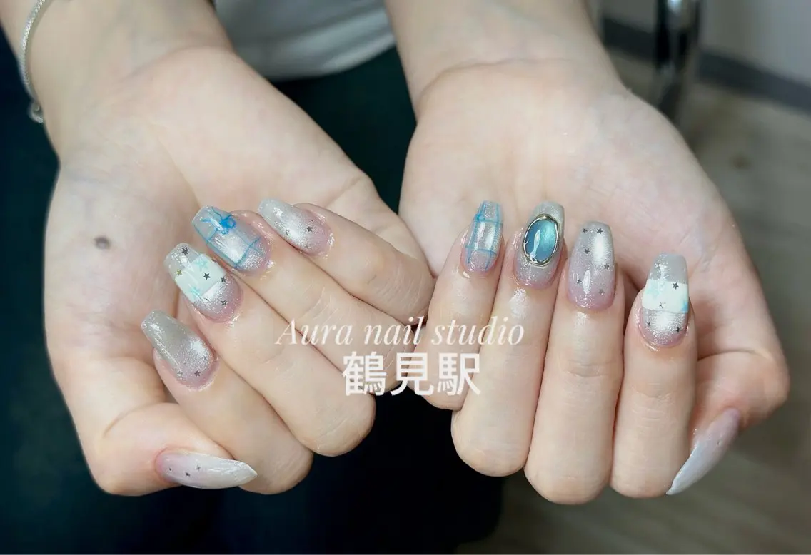 ネイル ハンドネイル Aura nail 🍐💫のネイルデザイン