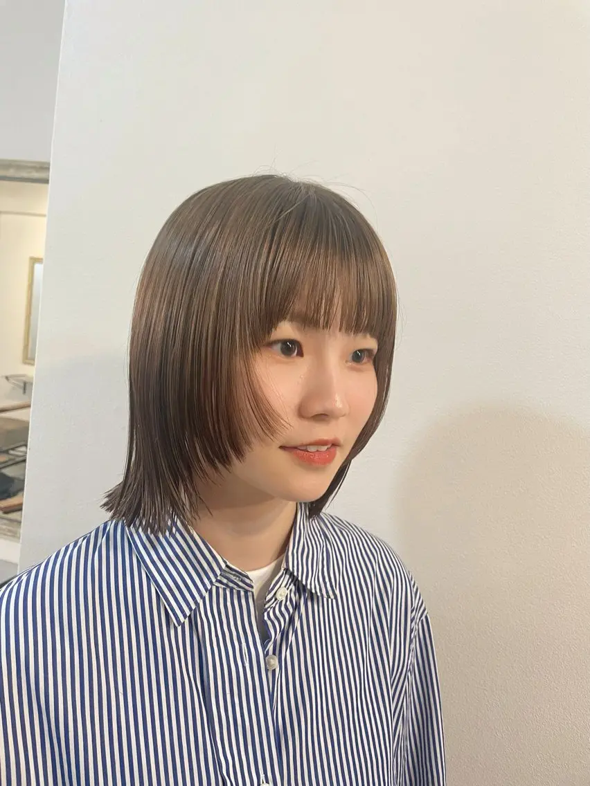 ショート カラー 透明感カラー オリーブカラー ボブ ウルフカット sherry/R 三川町　川口真里奈のヘアスタイル
