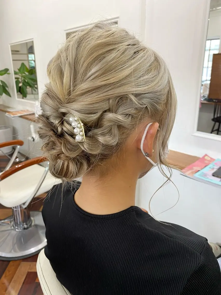 ミディアム ヘアアレンジ 髪飾り 浴衣 ヘアセット Kazaoka Saraのヘアスタイル