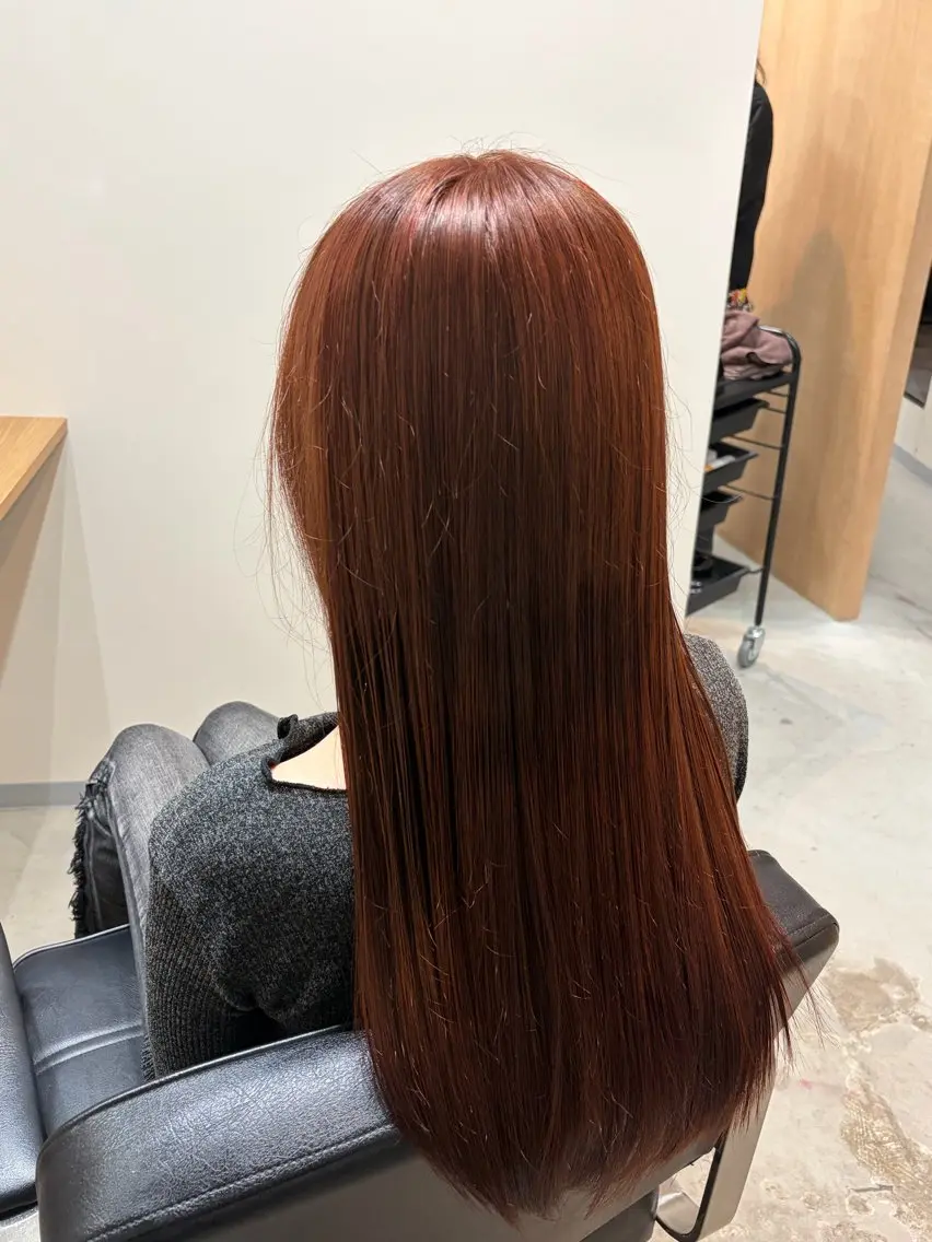 ロング omaフクダ 縮毛矯正/艶髪カラーのヘアスタイル