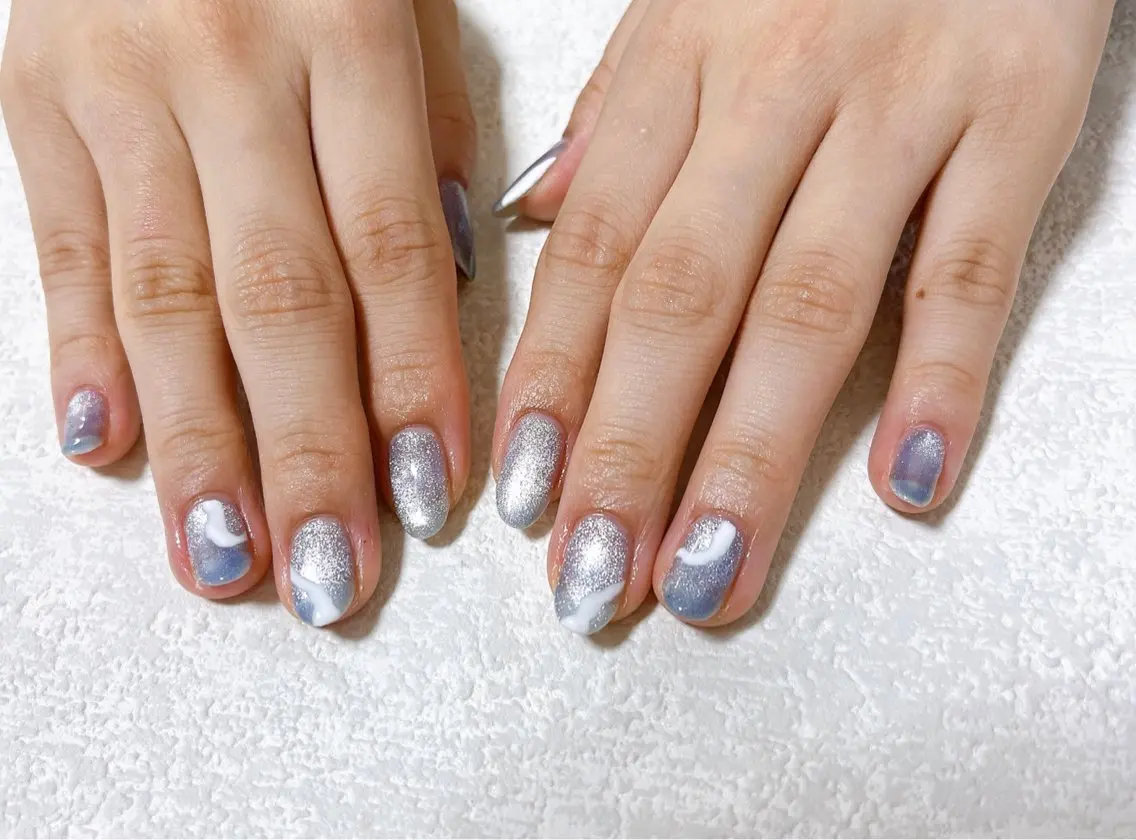 ネイル オーロラネイル フットネイル フレンチネイル ジェルネイル 韓国ネイル ハンドネイル mogunail &blowのネイルデザイン