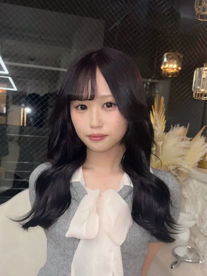 ロング カラー グレージュ ラベンダーカラー ラベンダーグレージュ ラベンダーグレー ヘアカラー XELM高崎 nearaのヘアスタイル