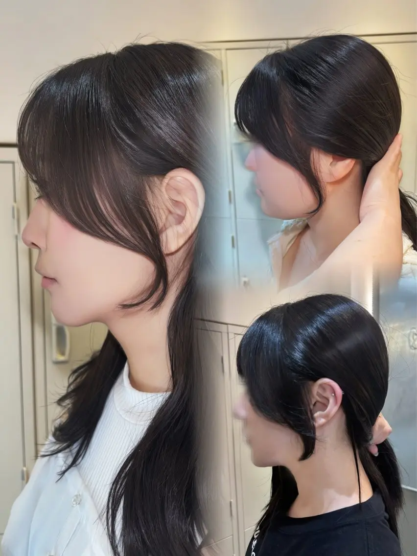 ロング 韓国風ヘア 似合わせカット シースルーバング 🧡レイヤー🧡 ✨透明感カラー✨祥吾のヘアスタイル
