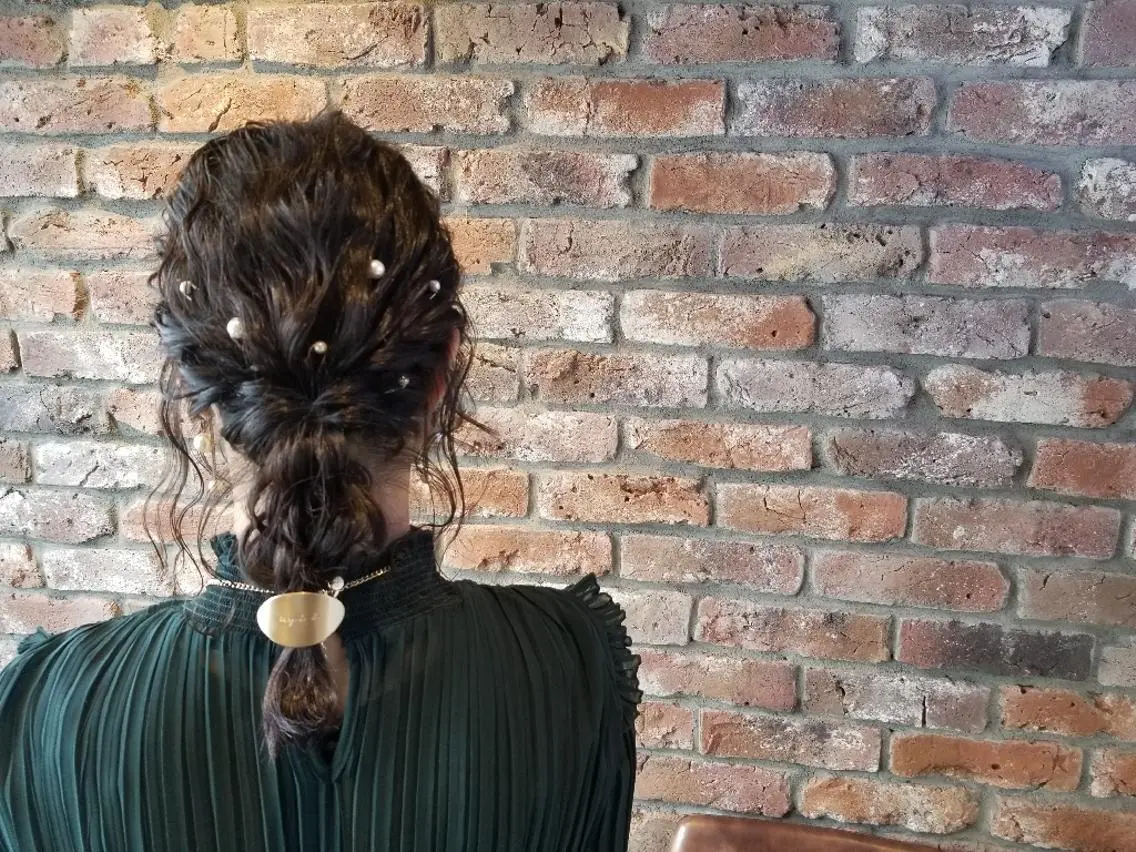 ミディアム ヘアアレンジ 結婚式・ブライダル ヘアセット ヘアセット/髪質改善 /カラー/TADOのヘアスタイル