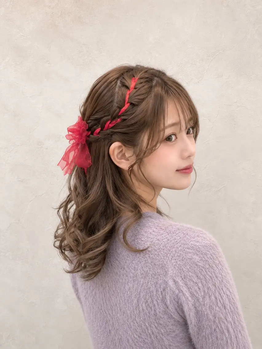 セミロング ヘアアレンジ 成人式 ハーフアップ 結婚式・ブライダル 卒業式のヘアスタイル ヘアセット 【enil代表】 杉林和哉のヘアスタイル