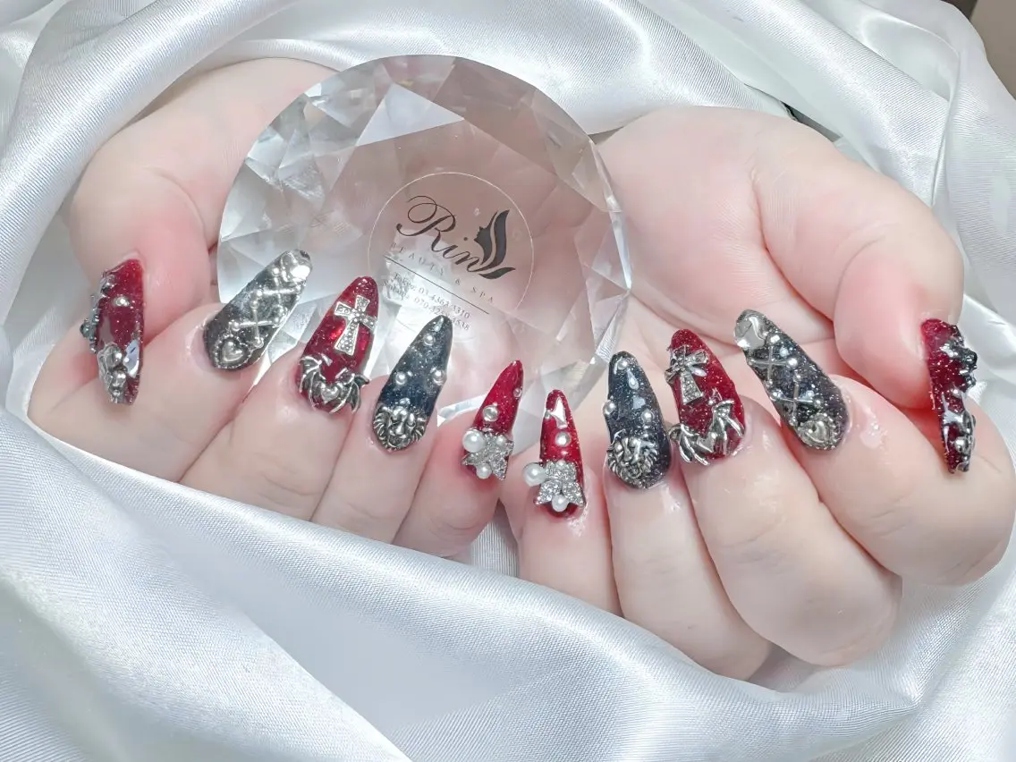ネイル アートネイル 成人式 ロングネイル ニュアンスネイル スカルプネイル ハンドネイル Rin Nail 新大久保店のネイルデザイン