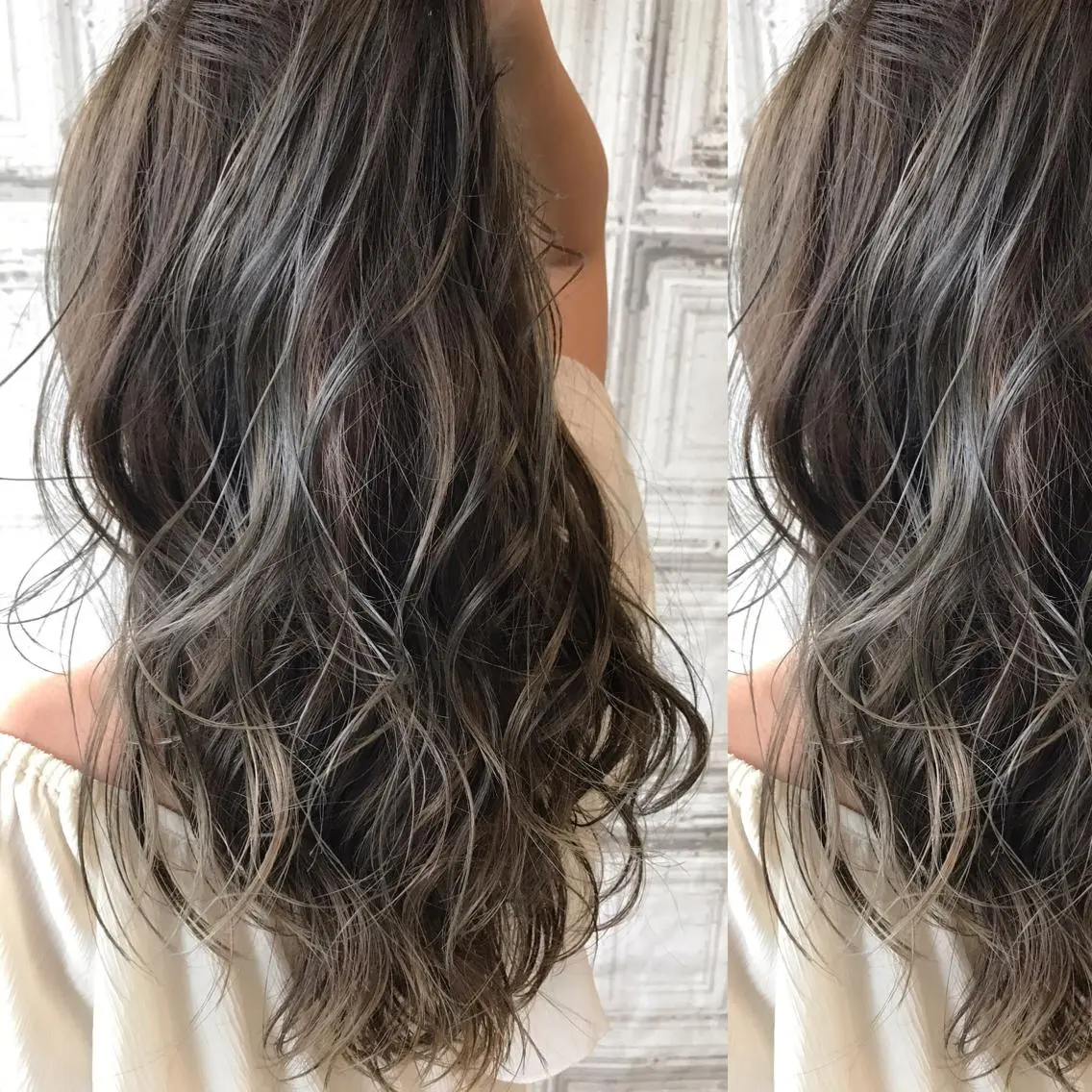 ロング カラー アッシュ アッシュグレー ブリーチ 透明感カラー ハイライトカラー 日比 貴大/ minim hairのヘアスタイル