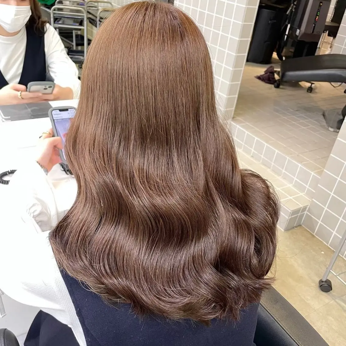 ロング カラー ベージュカラー ブリーチ 透明感カラー ダブルカラー ピンクカラー カット ヘアカラー ダブルカラー/縮毛/ ピンク/ベージュのヘアスタイル