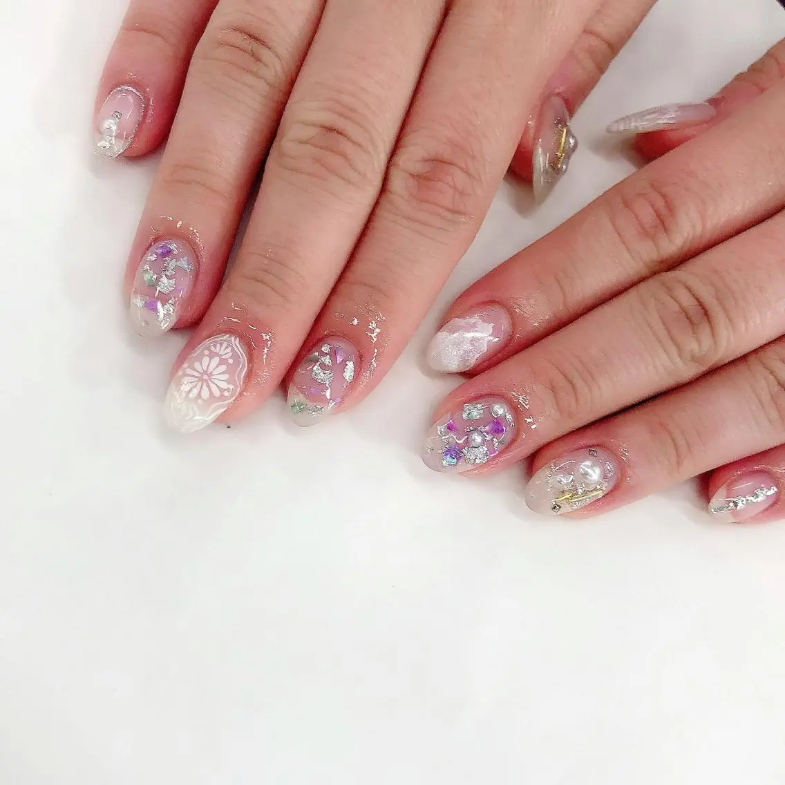 ネイル クリアネイル キラキラネイル 夏ネイル Y nail なんば堀江店のネイルデザイン