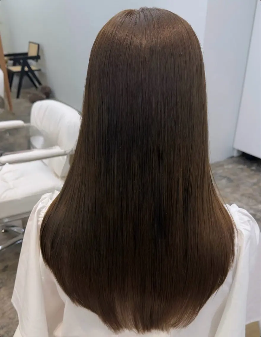 ロング カラー ブラウンカラー 透明感カラー オリーブブラウン 透明感カラー🫧.⋆ 真奈のヘアスタイル