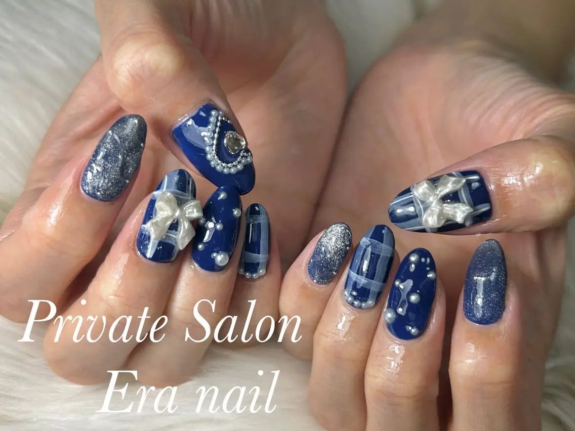 ネイル ブルー ハンドネイル Era nailのネイルデザイン