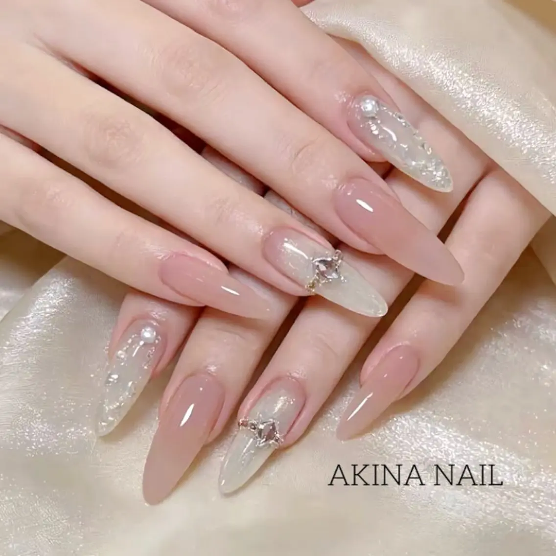 ロング 韓国風ヘア ハンドネイル Akina Nail 亀戸のネイルデザイン