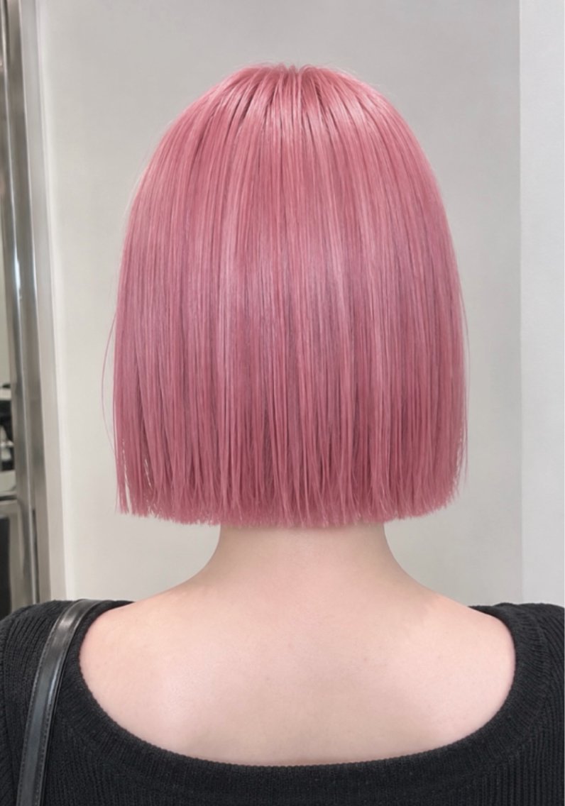 ミディアム カラー ヘアカラー トリートメント KURIAハイトーン /ピンクカラー/ボブのヘアスタイル