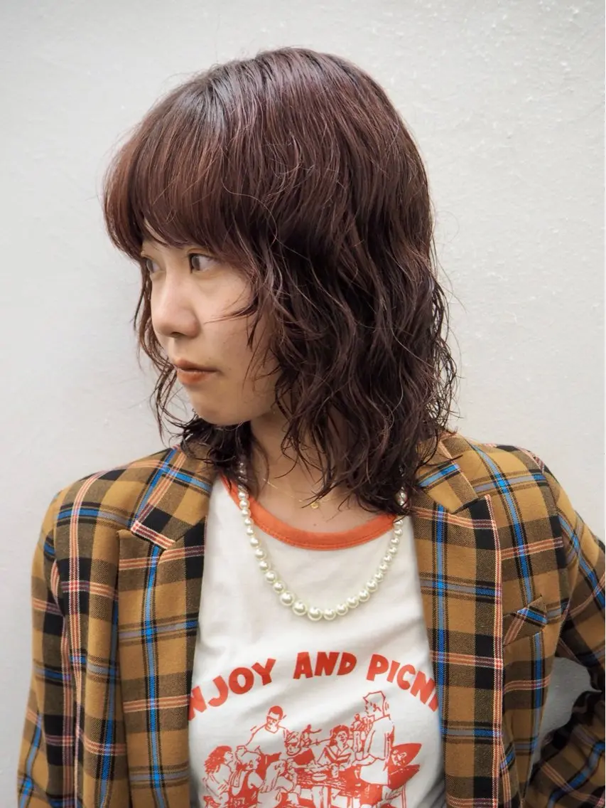 ミディアム パーマ カット パーマ トリートメント 似合わせレイヤー/ ケアパーマ/高倉のヘアスタイル