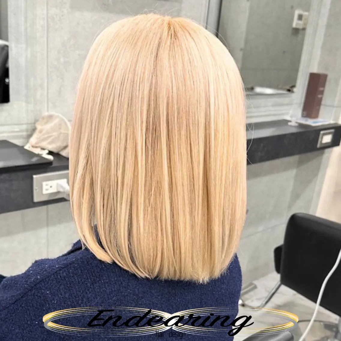 カラー ブリーチ 透明感カラー シルバー ボブ ヘアカラー Endearing 銀座/レイヤーカットのヘアスタイル
