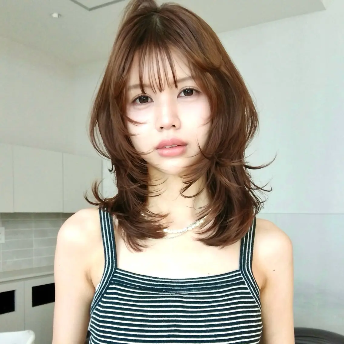 ミディアム ミディアムレイヤー レイヤーカット カット ヘアカラー トリートメント Mizuki/みずき レイヤーカットのヘアスタイル