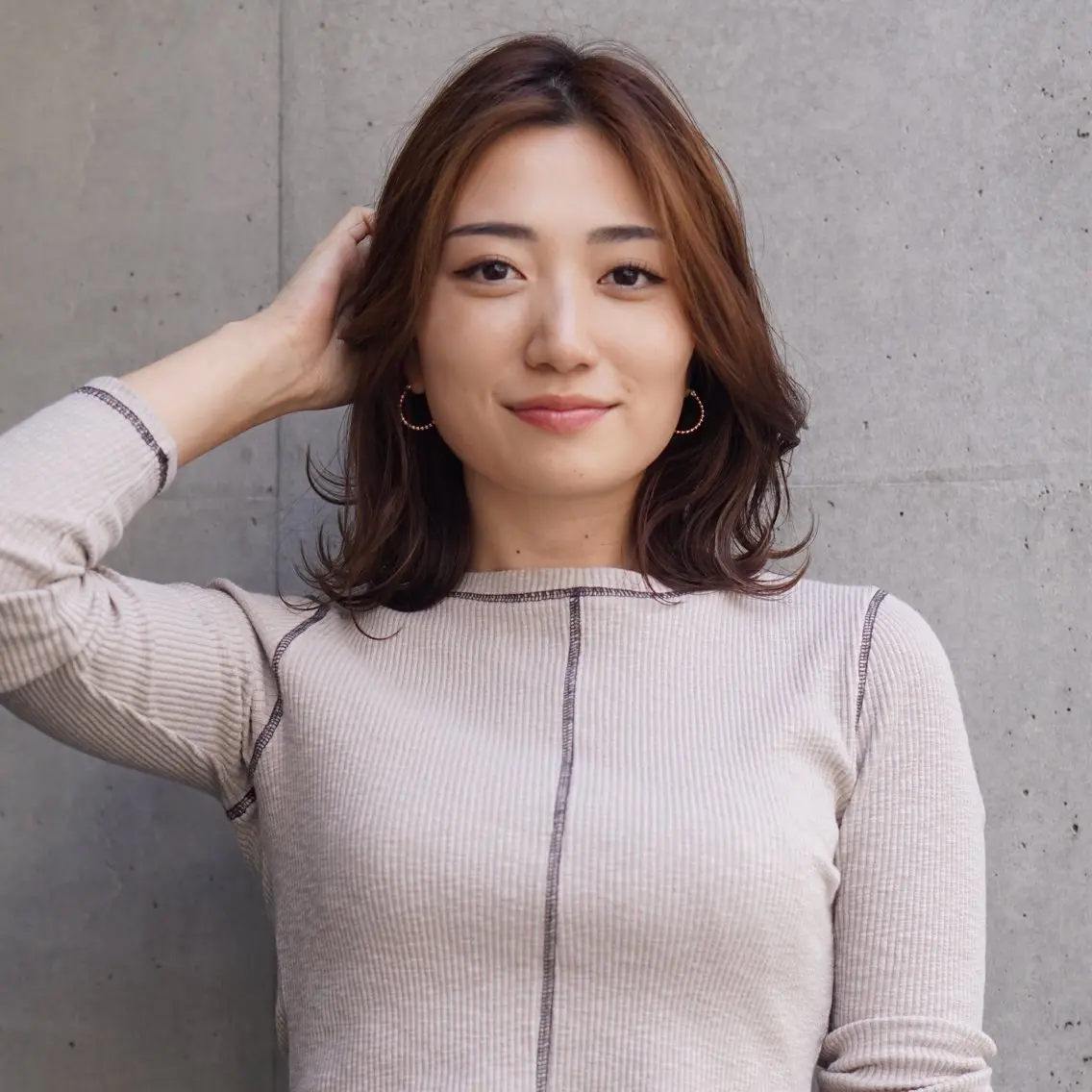 ミディアム ボブ 伸ばしかけ レイヤーカット ヘアカラー トリートメント 池田識之 髪質改善のヘアスタイル