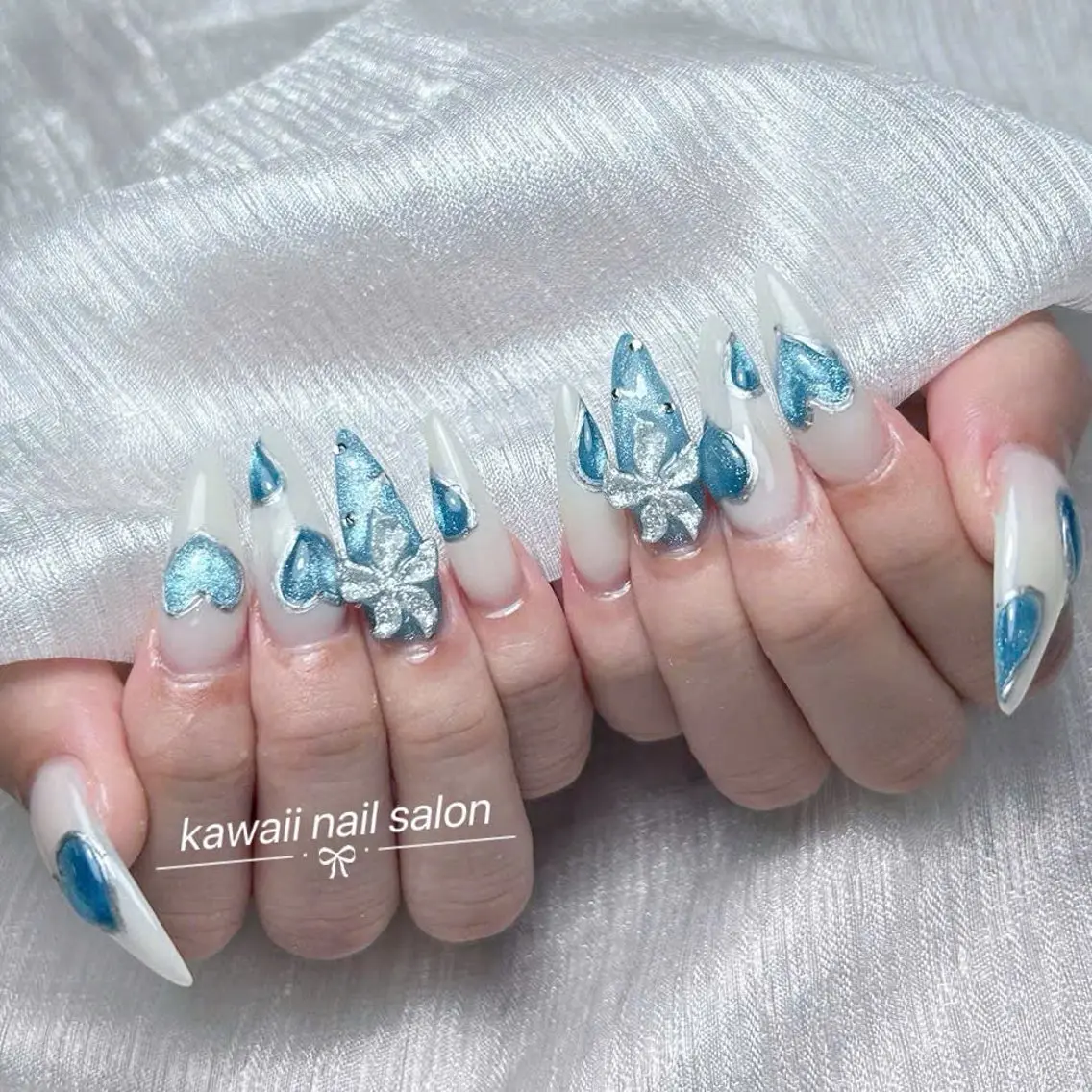 ネイル 長さ出し フレンチネイル ジェルネイル 韓国ネイル マグネットネイル Kawaii _Nailのネイルデザイン