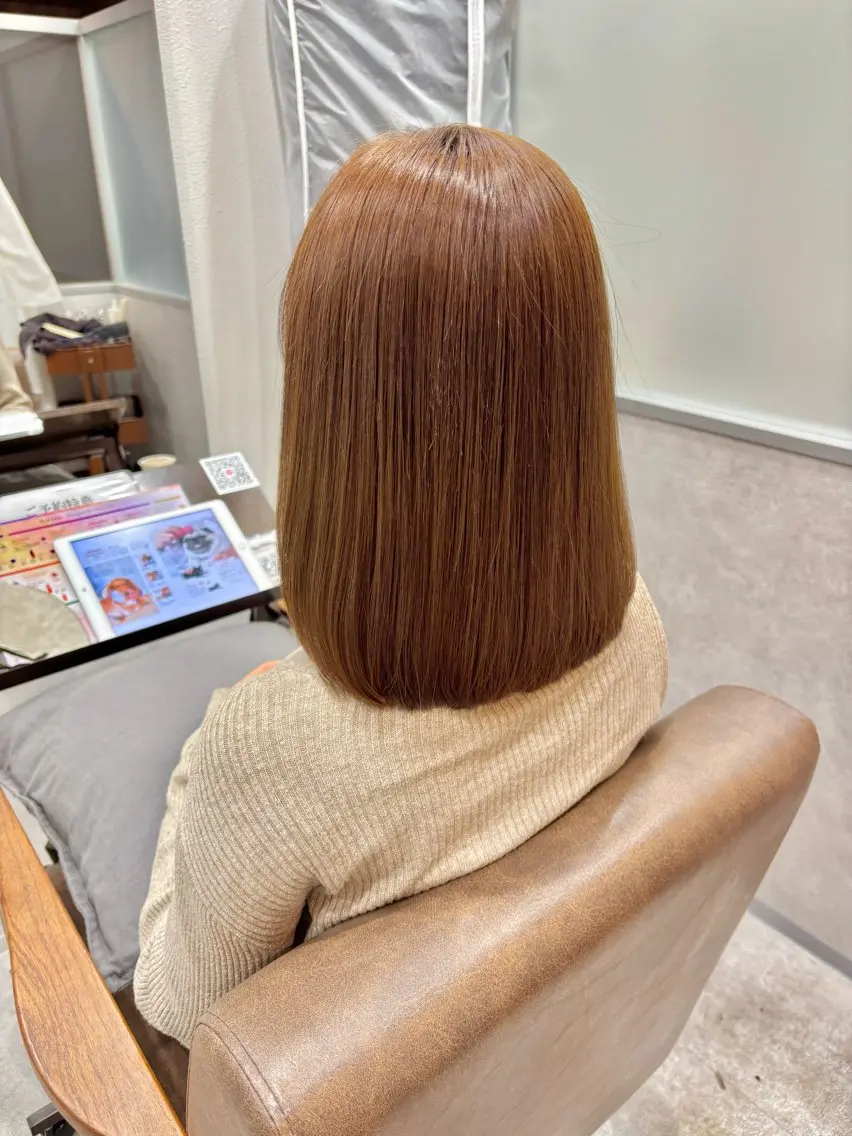 ミディアム カラー カット ヘアカラー トリートメント 久保田康雅 辻堂 髪質改善×縮毛矯正のヘアスタイル