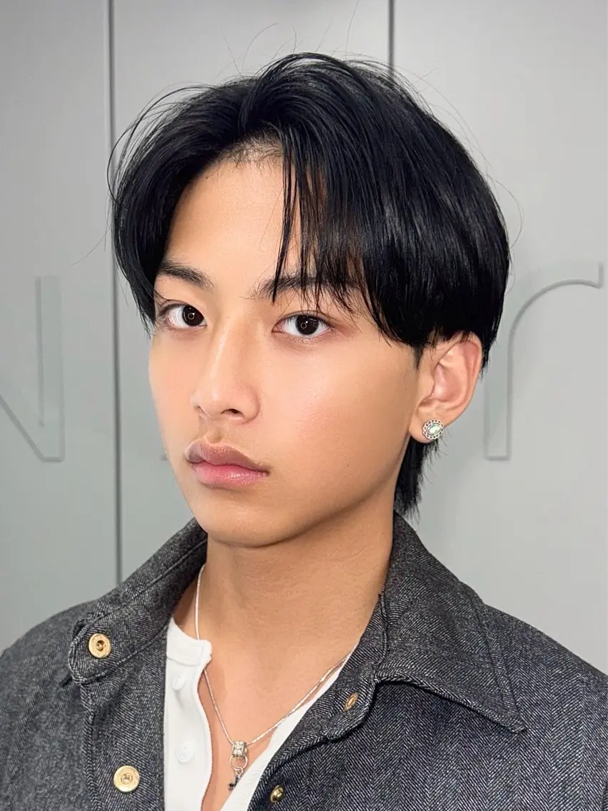 カラー メンズ センターパート ダウンパーマ カルマパーマ メンズ韓国風 マッシュ カット ヘアカラー トリートメント Ayuki /福岡/メンズカットのヘアスタイル