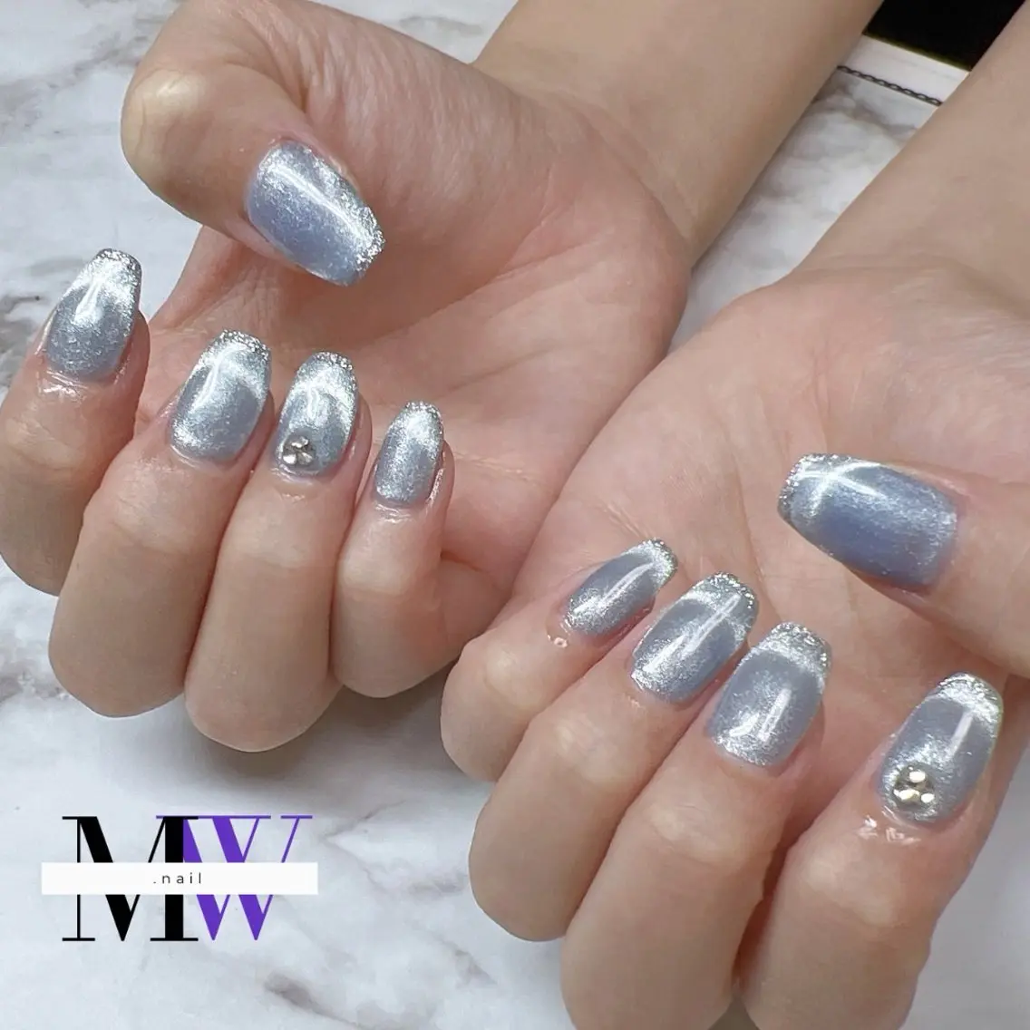 ネイル アートネイル フレンチネイル マグネットネイル マグネットフレンチ ハンドネイル MW .nailのネイルデザイン