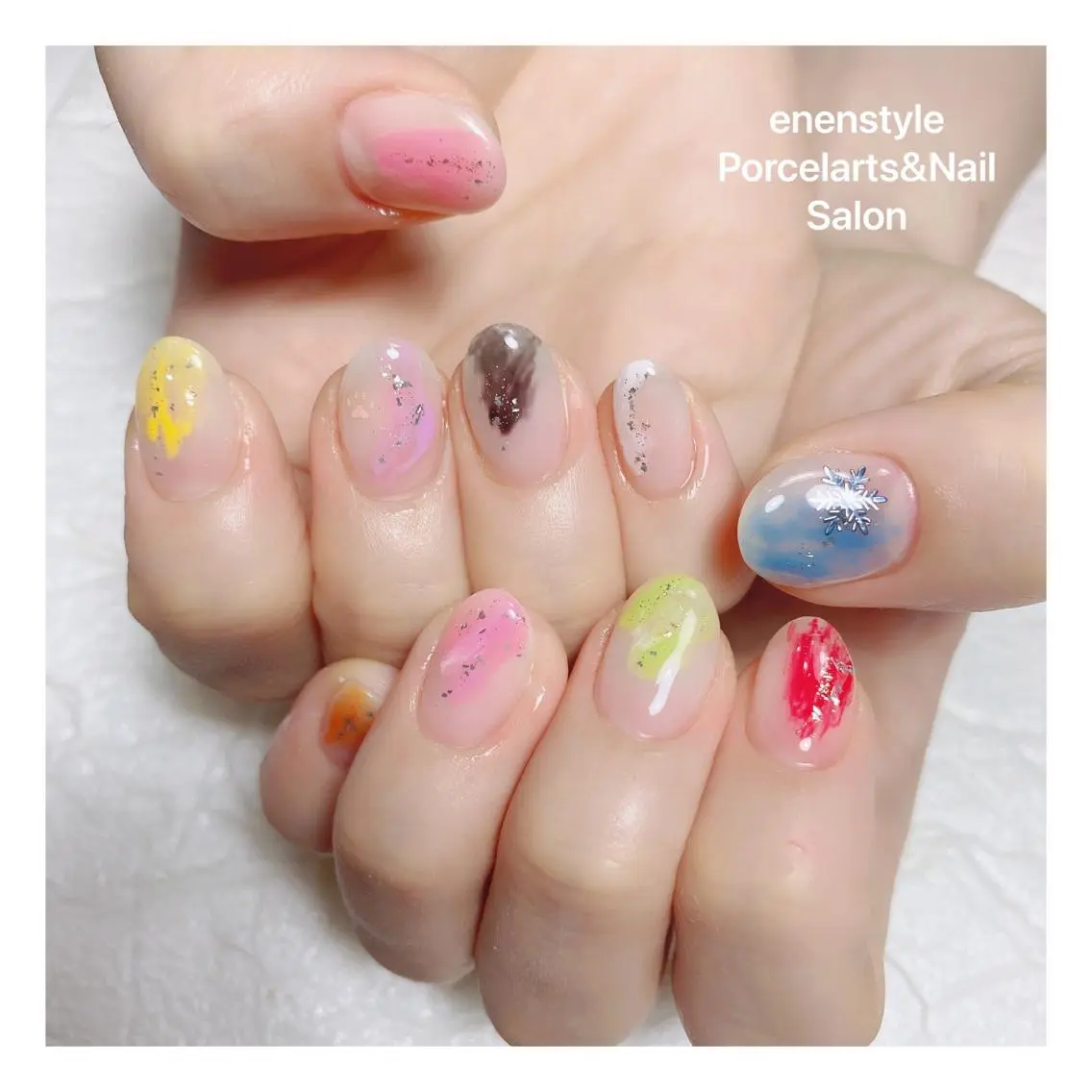 ミディアム ネイル ハンドネイル 🐾enen style 🐾のネイルデザイン