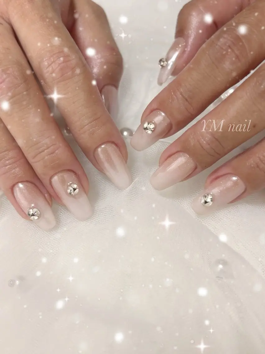 ネイル クリアネイル グラデーション 韓国ネイル ミラーネイル ワンホンネイル ハンドネイル YM nailのネイルデザイン